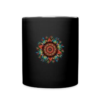Harmonie Floral Mandala Inspiriert Künstlerisch - Tasse einfarbig - Schwarz - Vorne