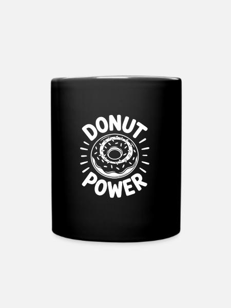 Donut Power lustiges Donutdesign - Tasse einfarbig - Schwarz