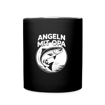 Angeln mit Opa Opas Angelbuddy Angelguide - Tasse einfarbig - Schwarz - Vorne