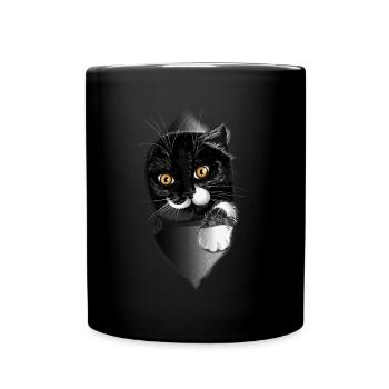 Katzenversteck - Tasse einfarbig - Schwarz - Vorne