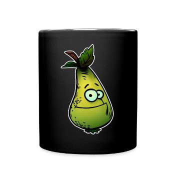 Lustige Birne Cartoon Shirt - Tasse einfarbig - Schwarz - Vorne
