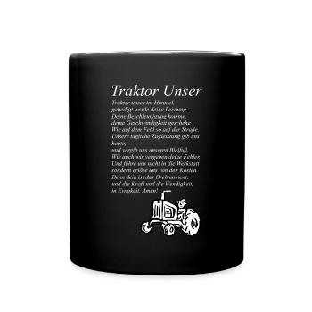 Traktor Unser Trecker - Tasse einfarbig - Schwarz - Vorne