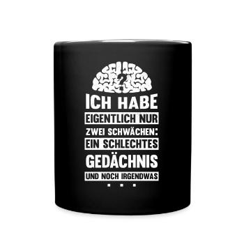 schlechtes Gedächnis - Tasse einfarbig - Schwarz - Vorne