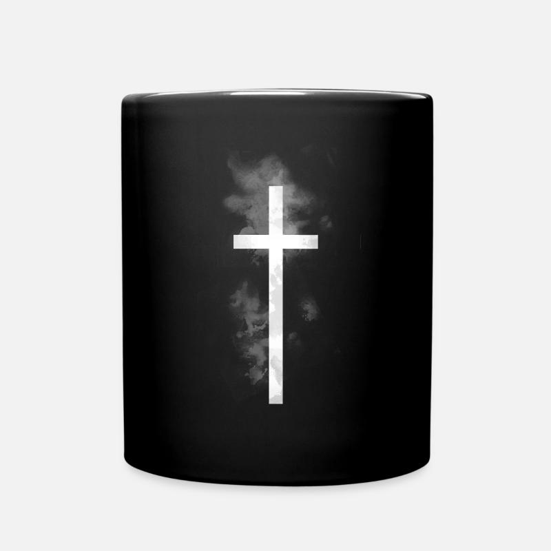 gothic cross watercolor goth - Full Colour Mug - black
