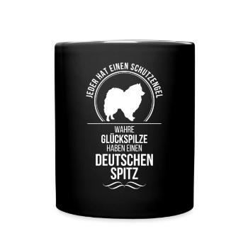 DEUTSCHER SPITZ Schutzengel Hunde Spruch Wilsigns - Tasse einfarbig - Schwarz - Vorne