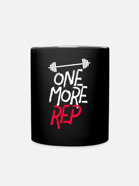 One More Rep // Bodybuilding Fitness Training - Full Colour Mug - black