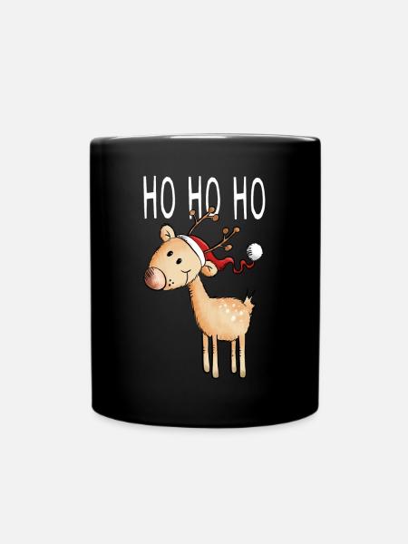 Ho Ho Ho kleines Rentier - Weihnachten - Comic - Tasse einfarbig - Schwarz