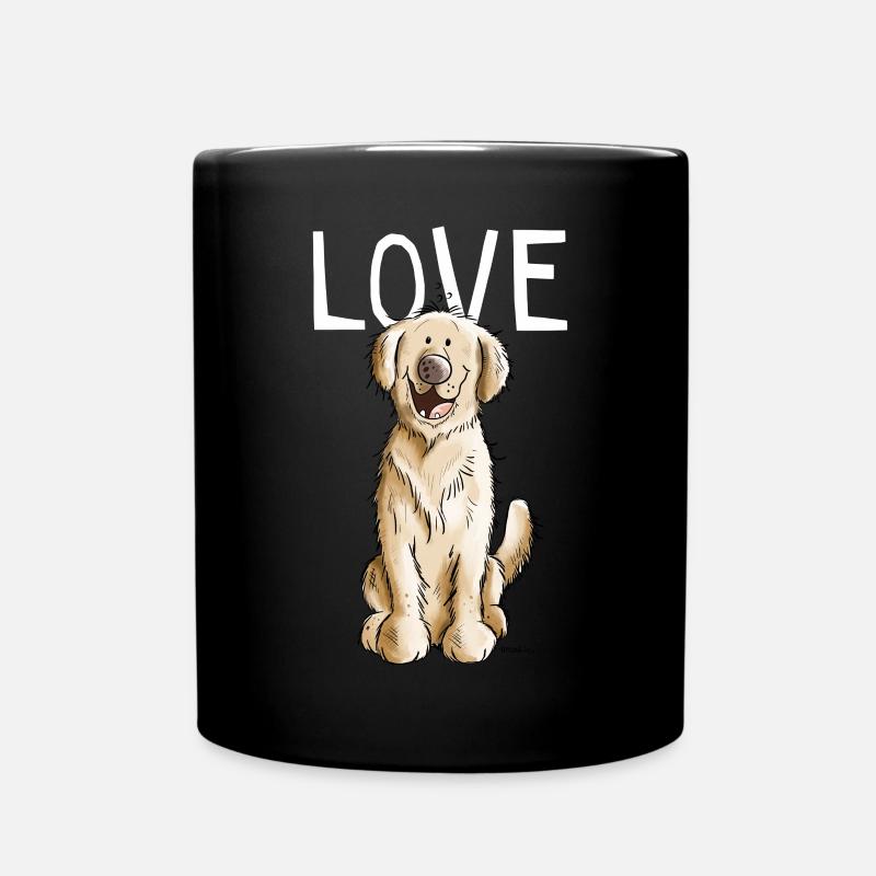 I Love Golden Retriever - Hund - Comic - Geschenk - Tasse einfarbig - Schwarz