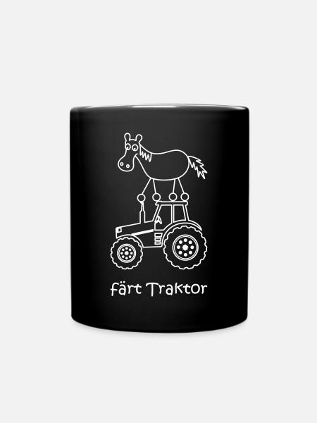 färt Traktor, färt, Traktor, lustiges Pferd - Tasse einfarbig - Schwarz
