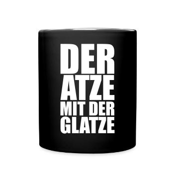 Atze mit der Glatze cooler und lustiger Spruch - Tasse einfarbig - Schwarz - Vorne