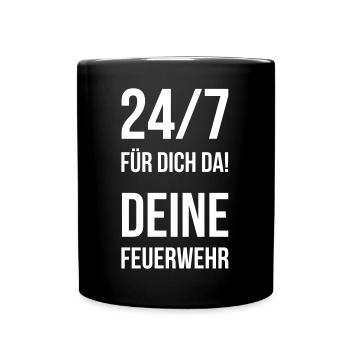 Feuerwehr 24/7 Motiv - Tasse einfarbig - Schwarz - Vorne