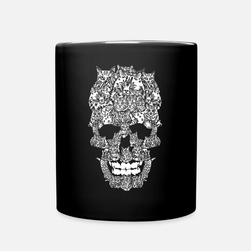Katzen Totenkopf - Tasse einfarbig - Schwarz