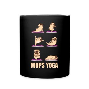 Mops Yoga Meditation Mopshund Yogatraining - Tasse einfarbig - Schwarz - Vorne