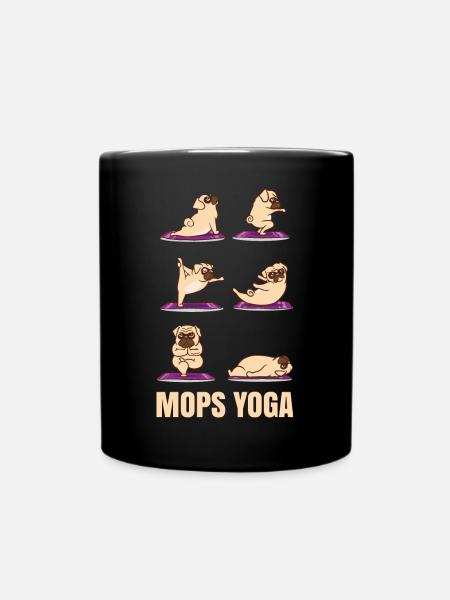 Mops Yoga Meditation Mopshund Yogatraining - Tasse einfarbig - Schwarz