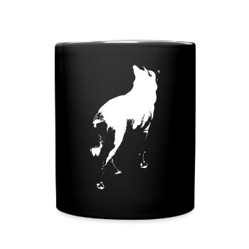 Husky stands shadow figure white - Full Colour Mug - black - Front