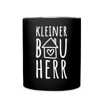 Kleiner Bauherr Sohn Haus bauen Baustelle Hausbau - Tasse einfarbig - Schwarz - Vorne