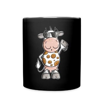 Coole Kuh mit Sonnenbrille - Tasse einfarbig - Schwarz - Vorne
