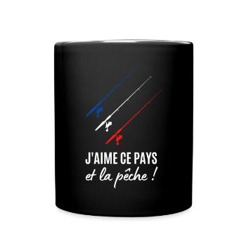 J aime ce pays et la pêche - Mug uni - noir - Devant