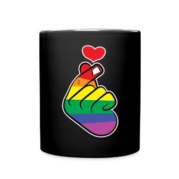 Herz Regenbogen Liebe Meinungsfreiheit Frieden - Tasse einfarbig - Schwarz - Vorne