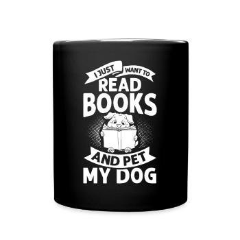 Buch Hund Lesender Bücherwurm Bibliothekar Leser - Tasse einfarbig - Schwarz - Vorne