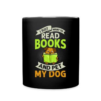 Buch Hund Lesender Bücherwurm Bibliothekar Leser - Tasse einfarbig - Schwarz - Vorne