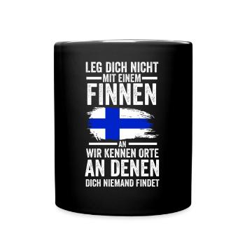 Finnland Finne Finnisches - Tasse einfarbig - Schwarz - Vorne