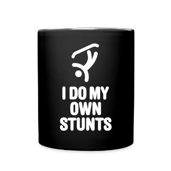 Funny snowboarding snowboard I do my own stunts - Full Colour Mug - black - Front