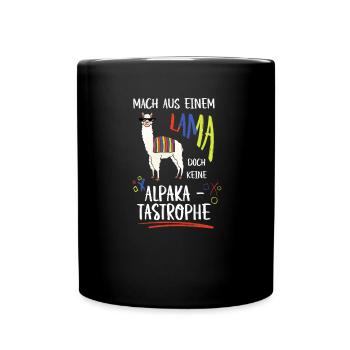 Alpaka - Tastrophe Lama Geschenk Lustig Spruch - Tasse einfarbig - Schwarz - Vorne