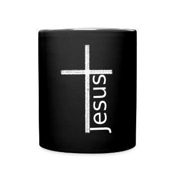 Croise Jésus blanc - Mug uni - noir - Devant