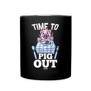 Schwein Hunger Essen Ferkel Kind - Tasse einfarbig - Schwarz - Vorne