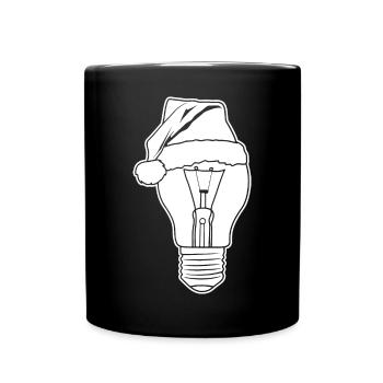 Lampe mit Weihnachtshut - Tasse einfarbig - Schwarz - Vorne