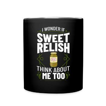 Sweet Relish Pickles Bottle Spice Jar - Full Colour Mug - black - Front