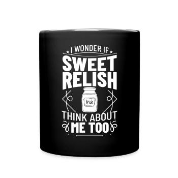 Sweet Relish Pickles Bottle Spice Jar - Full Colour Mug - black - Front