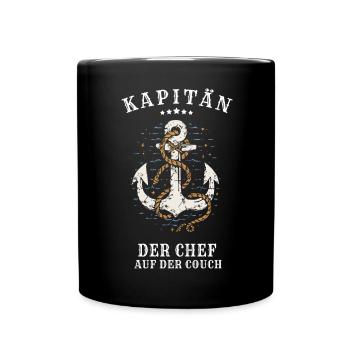 Kapitän - Der Chef auf der Couch - Tasse einfarbig - Schwarz - Vorne