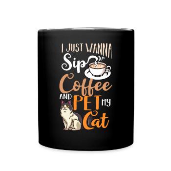 Kaffee Katze Maschine Kätzchen Tasse Bohnen - Tasse einfarbig - Schwarz - Vorne