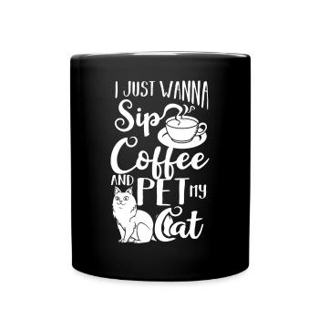 Kaffee Katze Maschine Kätzchen Tasse Bohnen - Tasse einfarbig - Schwarz - Vorne