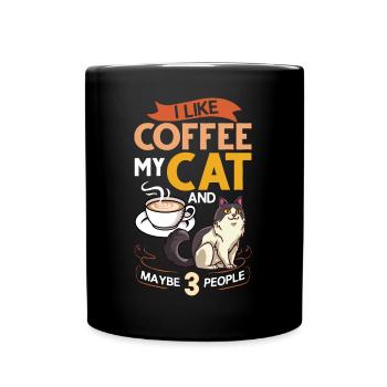 Kaffee Katze Maschine Kätzchen Tasse Bohnen - Tasse einfarbig - Schwarz - Vorne