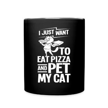 Pizza Cat Food Pizzeria Italian Kitten - Full Colour Mug - black - Front