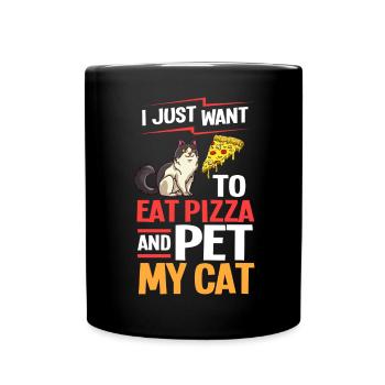 Pizza Cat Food Pizzeria Italian Kitten - Full Colour Mug - black - Front