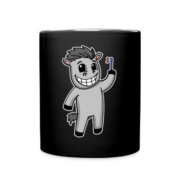 Horse with toothbrush - Full Colour Mug - black - Front
