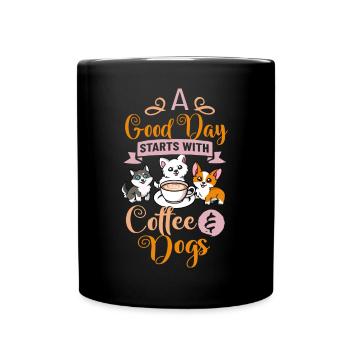 Coffee Dog Machine Puppy Cup Beans - Full Colour Mug - black - Front