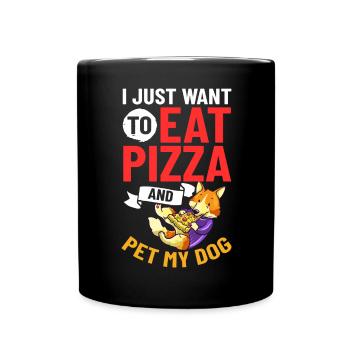 Pizza Dog Food Pizzeria Italian Puppies - Full Colour Mug - black - Front