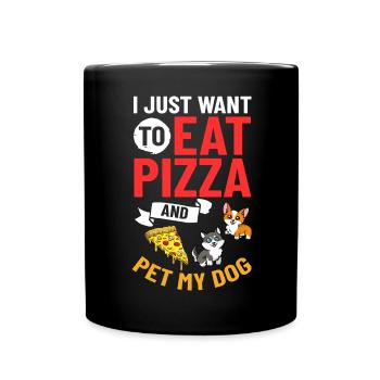 Pizza Dog Food Pizzeria Italian Puppies - Full Colour Mug - black - Front