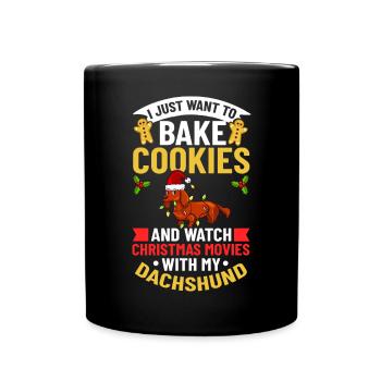 Doxie Dachshund Dackel Teckel Hund Weihnachten - Tasse einfarbig - Schwarz - Vorne