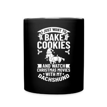 Doxie Dachshund Dackel Teckel Hund Weihnachten - Tasse einfarbig - Schwarz - Vorne