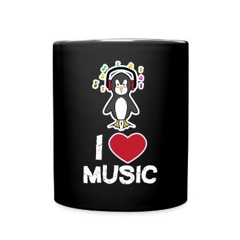 Cool Süß Vogel Pinguin Statement Tier Herz - Tasse einfarbig - Schwarz - Vorne