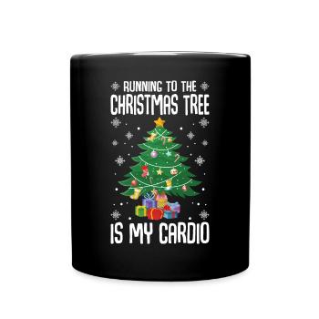 Der Gang zum Weihnachtsbaum ist meine Kardio - Tasse einfarbig - Schwarz - Vorne