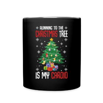 Der Gang zum Weihnachtsbaum ist meine Kardio - Tasse einfarbig - Schwarz - Vorne