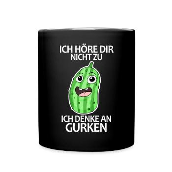 Ich denke an Gurken - Tasse einfarbig - Schwarz - Vorne