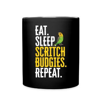 Budgerigar Parakeet Bird Pet Gift - Full Colour Mug - black - Front